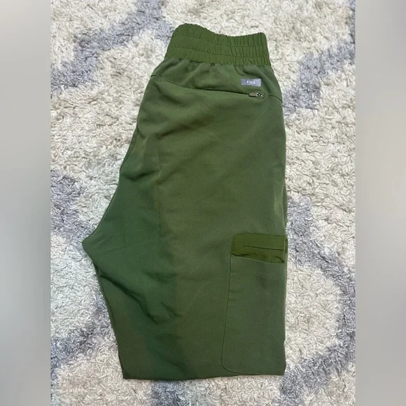 Figs Olive Green Joggers with Pink Drawstring - Picture 3 of 6